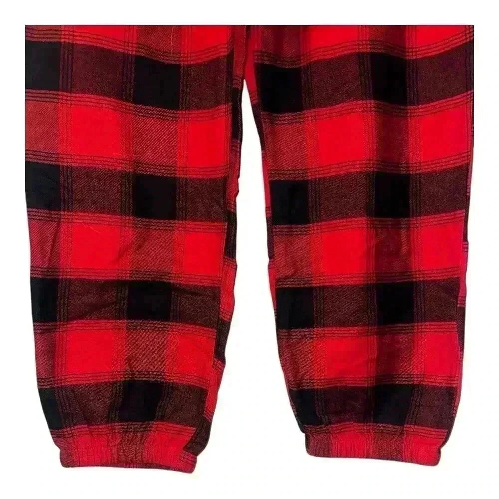 Gap Women's Black/Red Plaid Flannel Pajama Joggers, Large - Picture 3 of 7